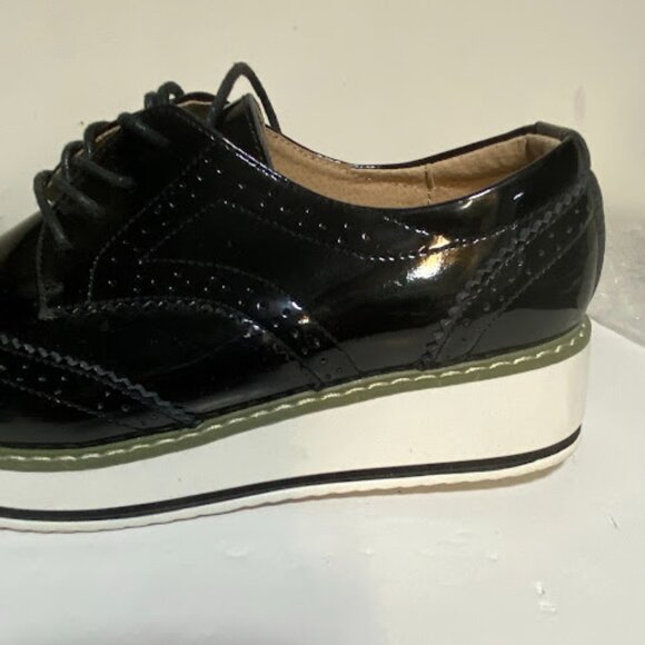 DADAWEN Patent Leather Women's Platform Wingtip Oxfords Size 8 - Picture 8 of 12